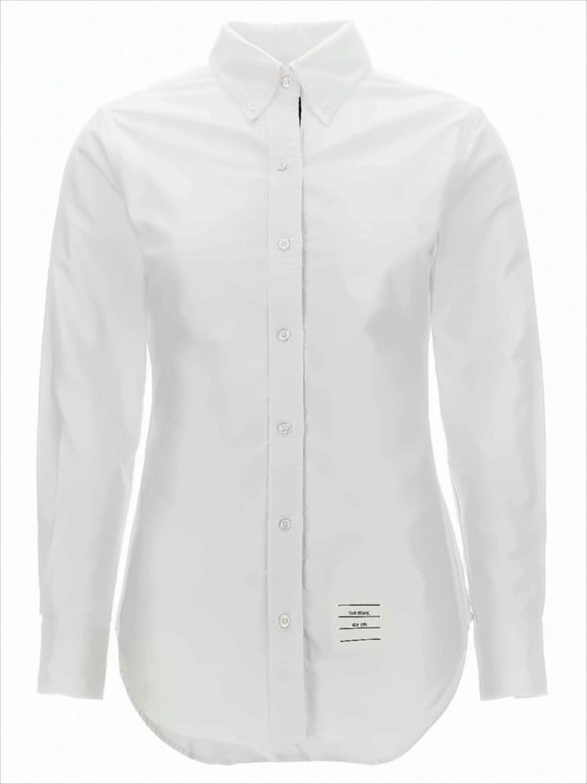 Thom Browne Classic Button-Down Shirt With Crisp Collar And Curved Hem