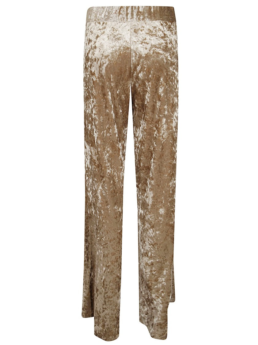 Forte Forte Relaxed Straight-Leg Pants With Internal Belt And Crushed Velvet Finish