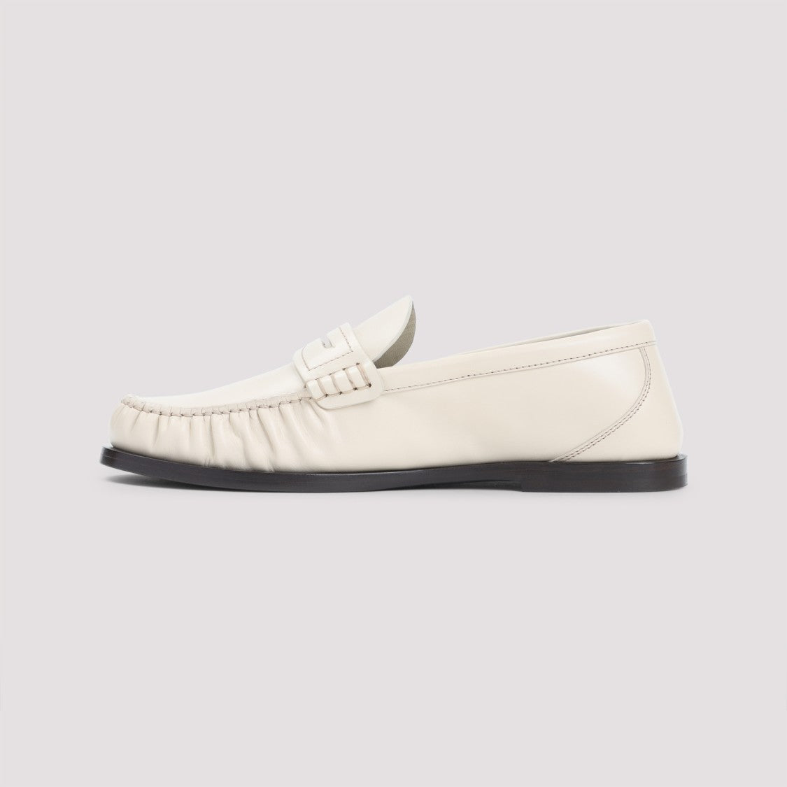 Saint Laurent Leather Loafers With Gathered Detail