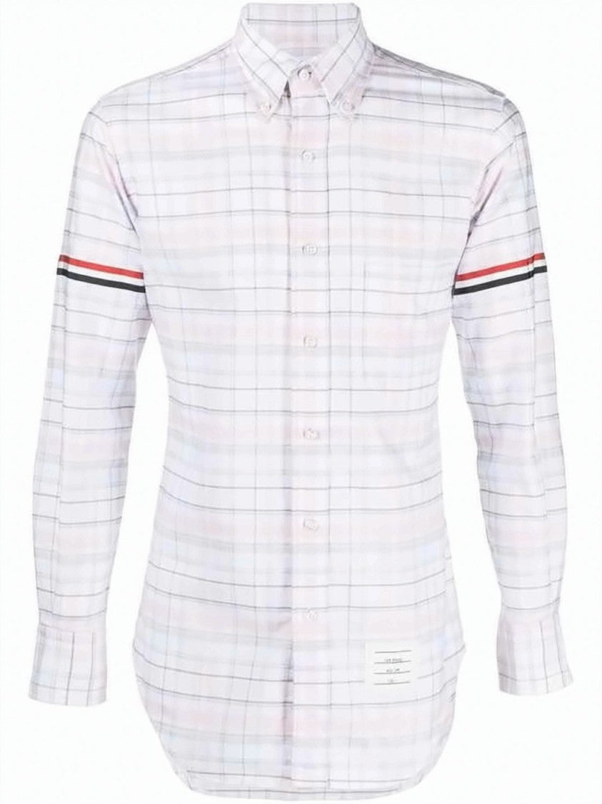 Thom Browne Long-Sleeve Button-Down Thom Browne Shirt With Pastel Checkered Pattern