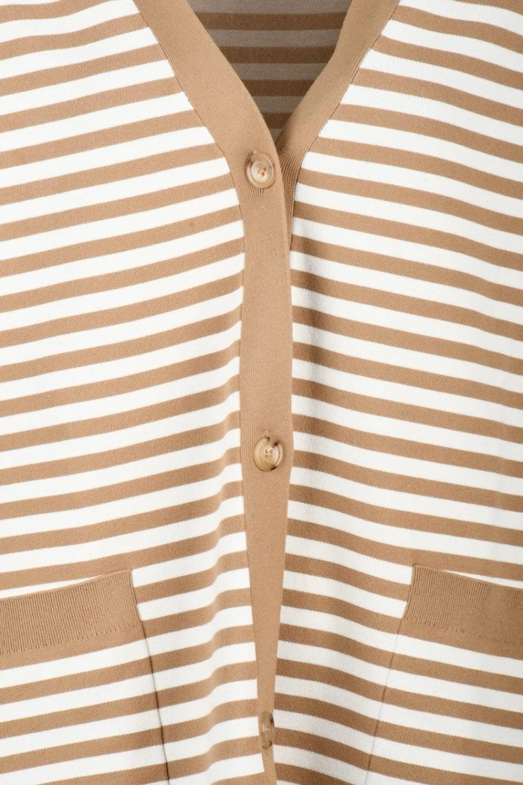 Max Mara Long Cardigan Viscose/Polyester - Beige/White