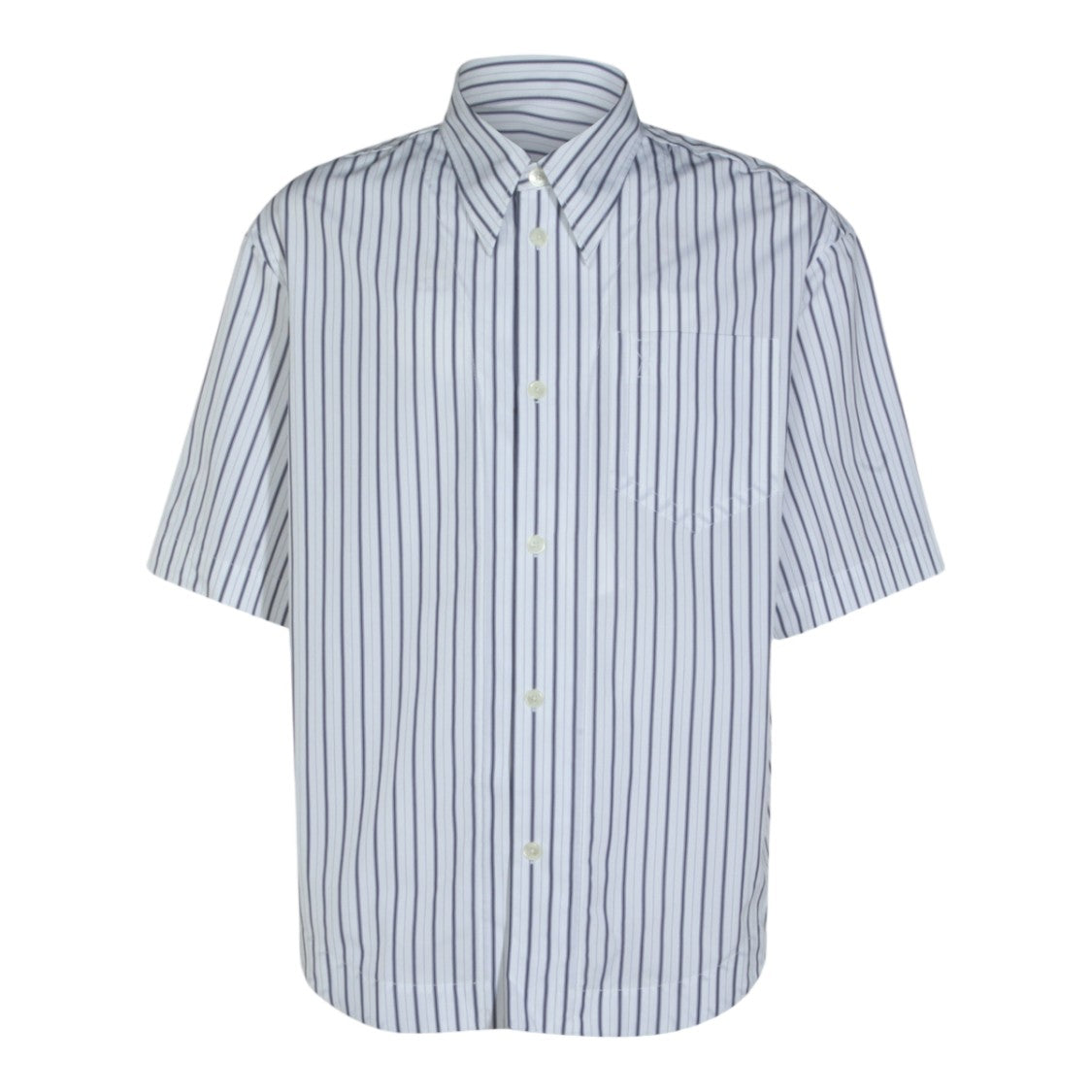 Ami Paris Short-Sleeved Striped Shirt With Button-Down Collar