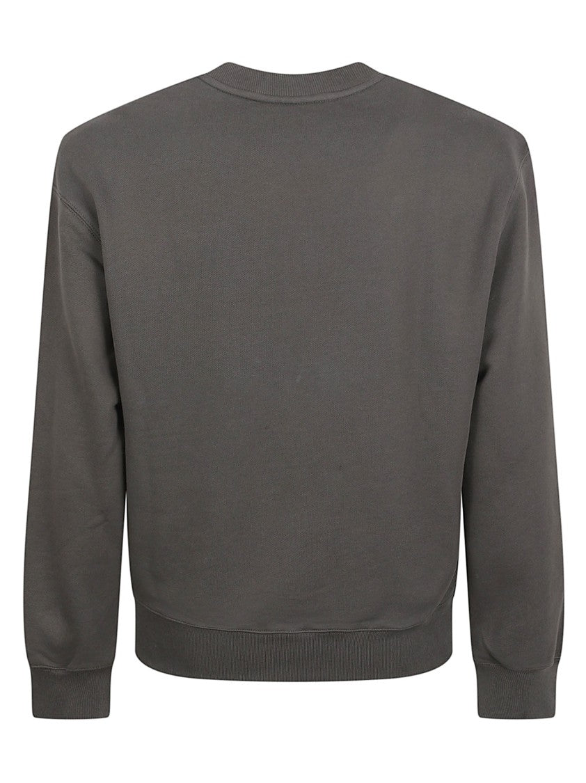 Maison Kitsuné Minimalist Dark Grey Knit Sweater With Subtle Logo