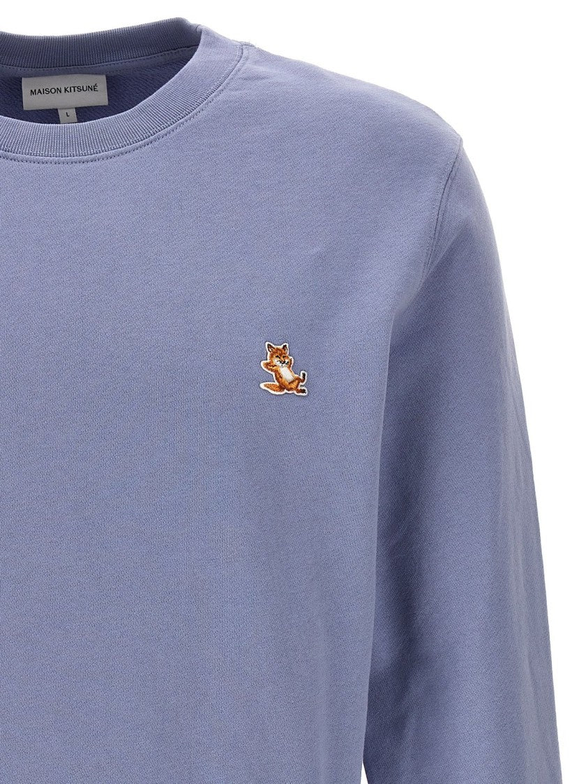 Maison Kitsuné Long-Sleeve Crewneck Sweatshirt With Embroidered Fox Emblem