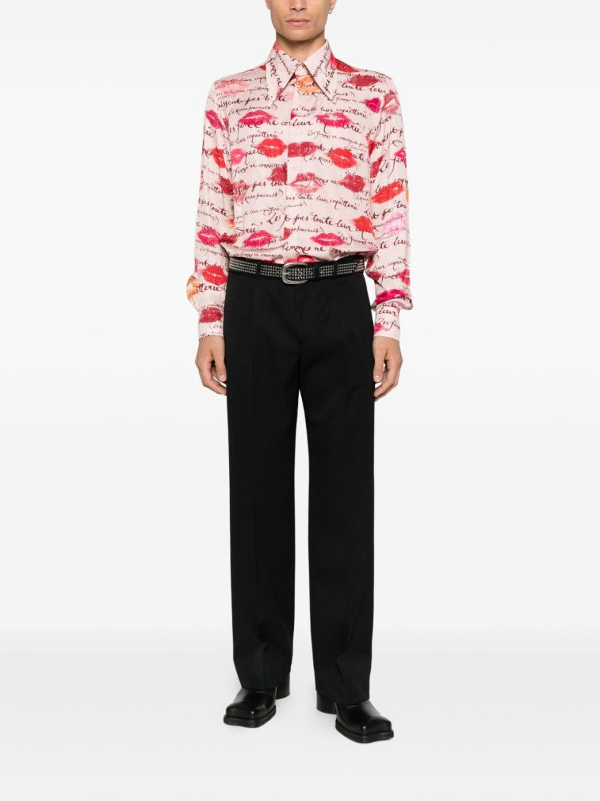 Vivienne Westwood Light Pink Lips Print Casual Shirt