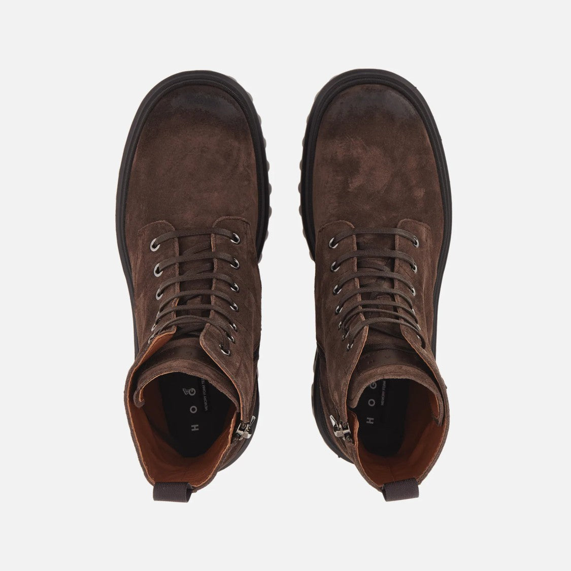 Hogan Brown Suede Lace-Up Chunky-Sole Ankle Boots