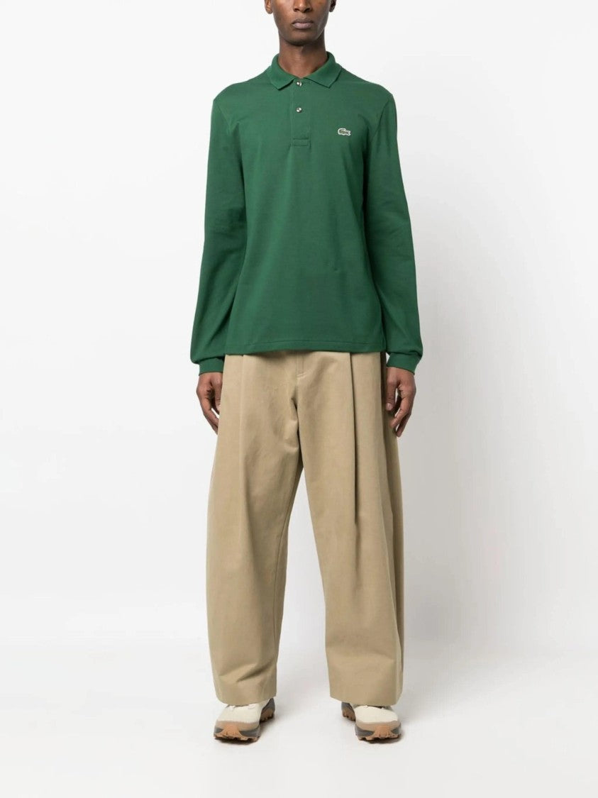 Lacoste Deep Green Long-Sleeve Cotton Polo Shirt
