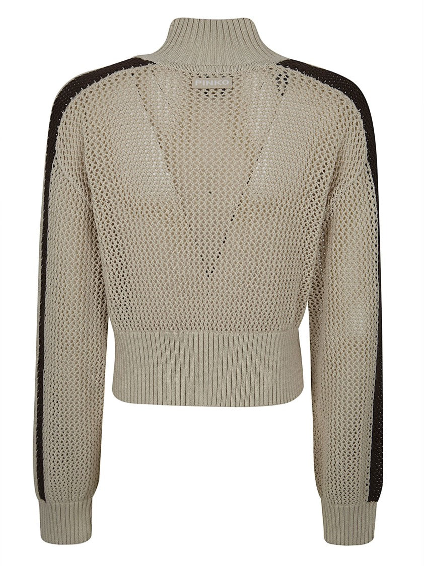 Pinko Mesh-Effect Perforated High Neck Sweatshirt