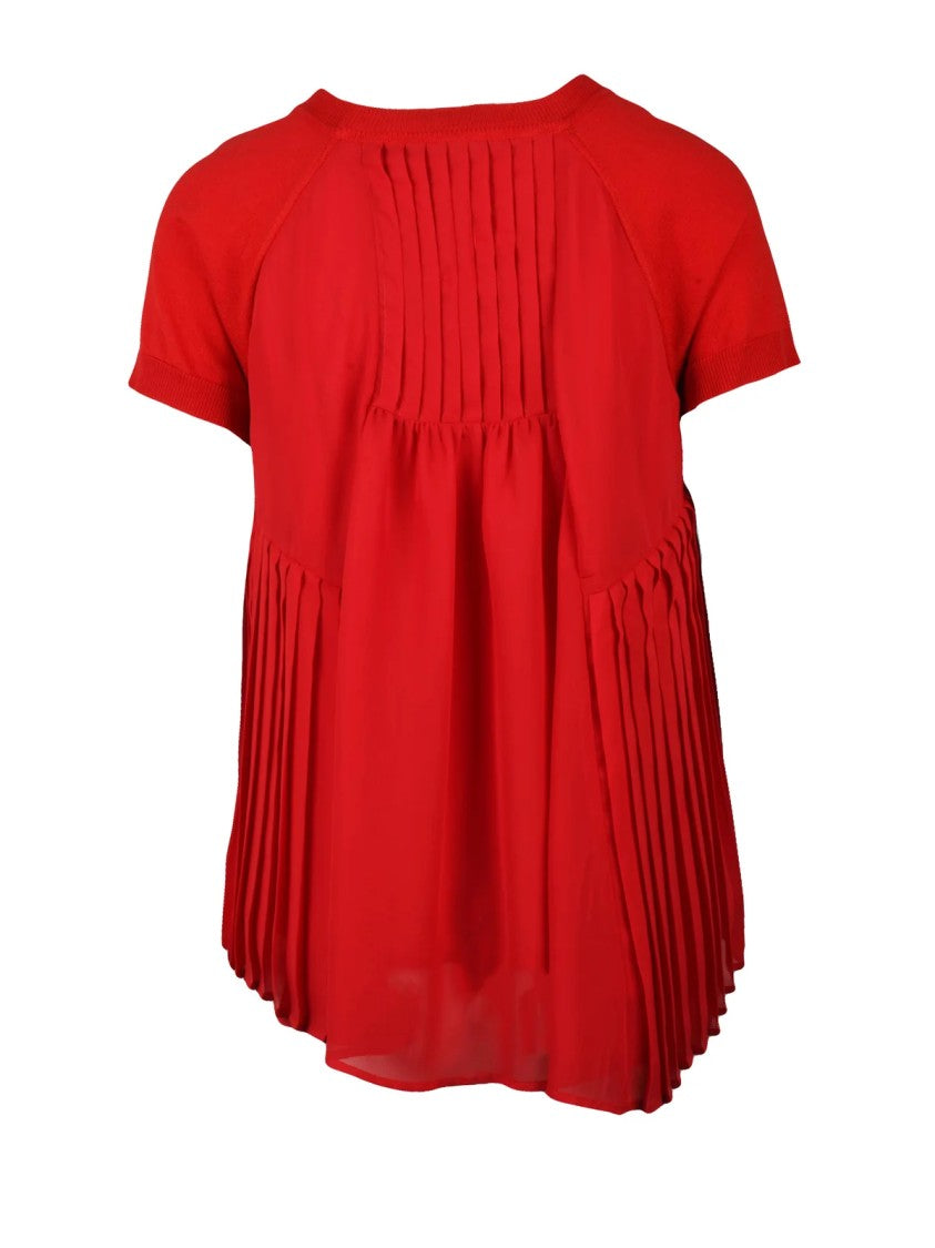 Meimeij Red Voile Back Detail Polyester Blouse