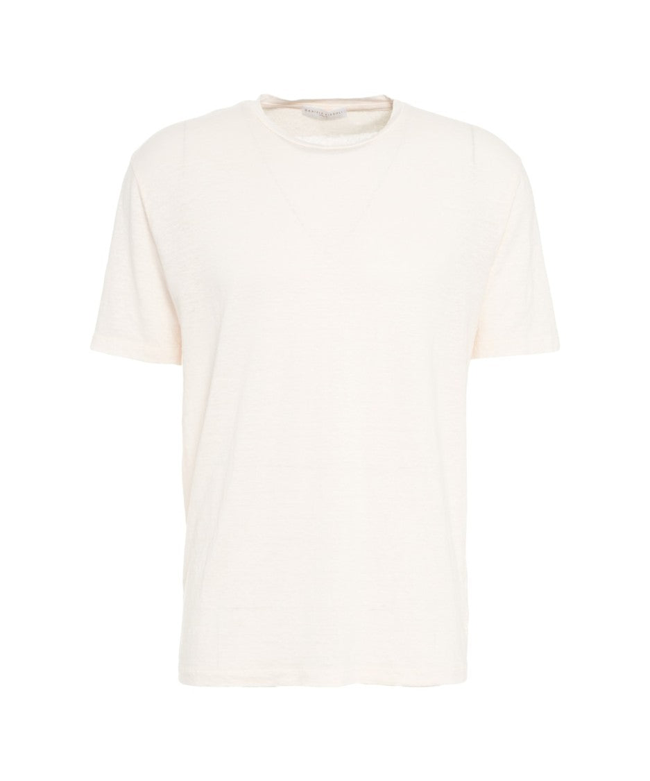 Daniele Fiesoli Loose Fit Linen T-Shirt With Crew Neck