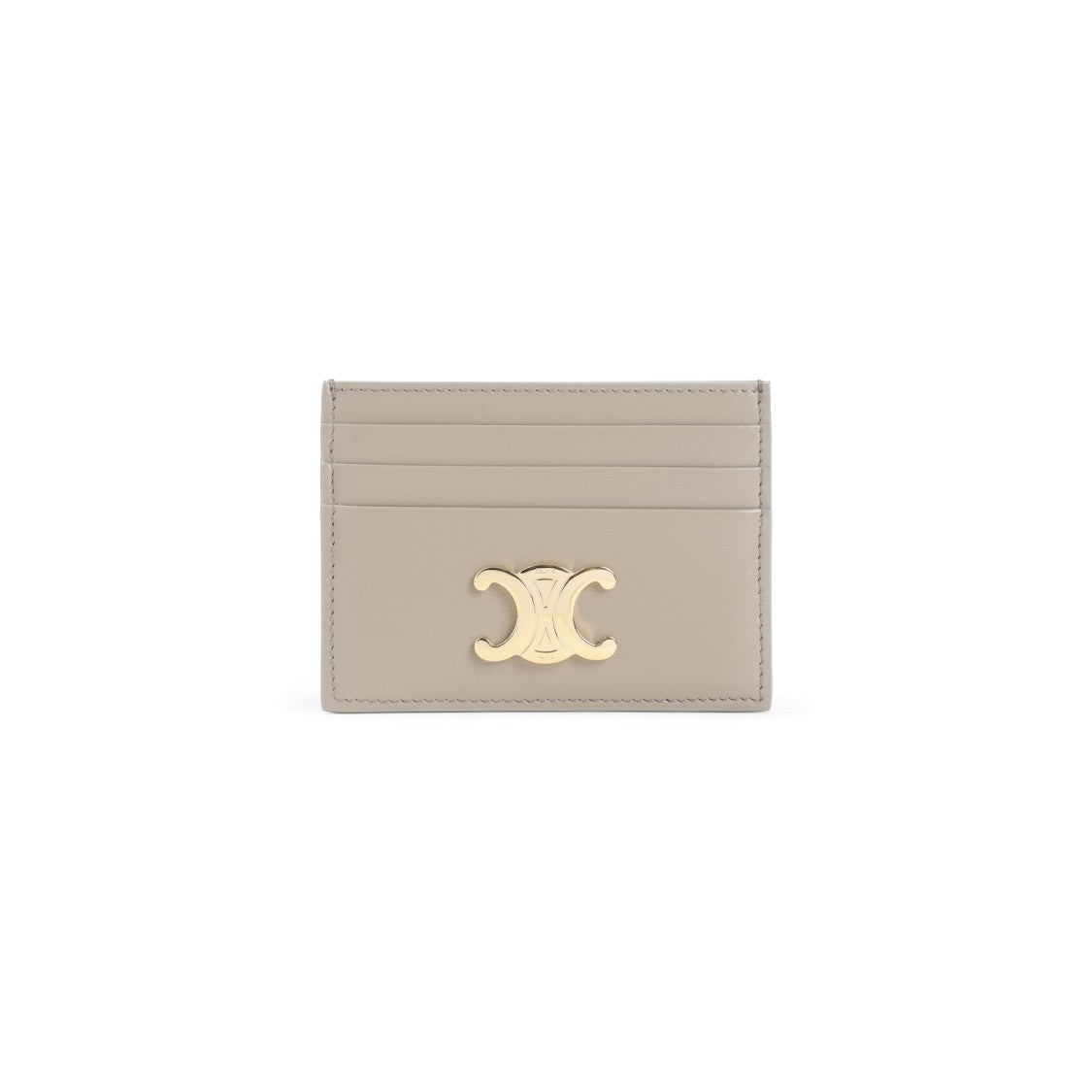 Celine Beige Calfskin Card Holder With Triomphe Logo