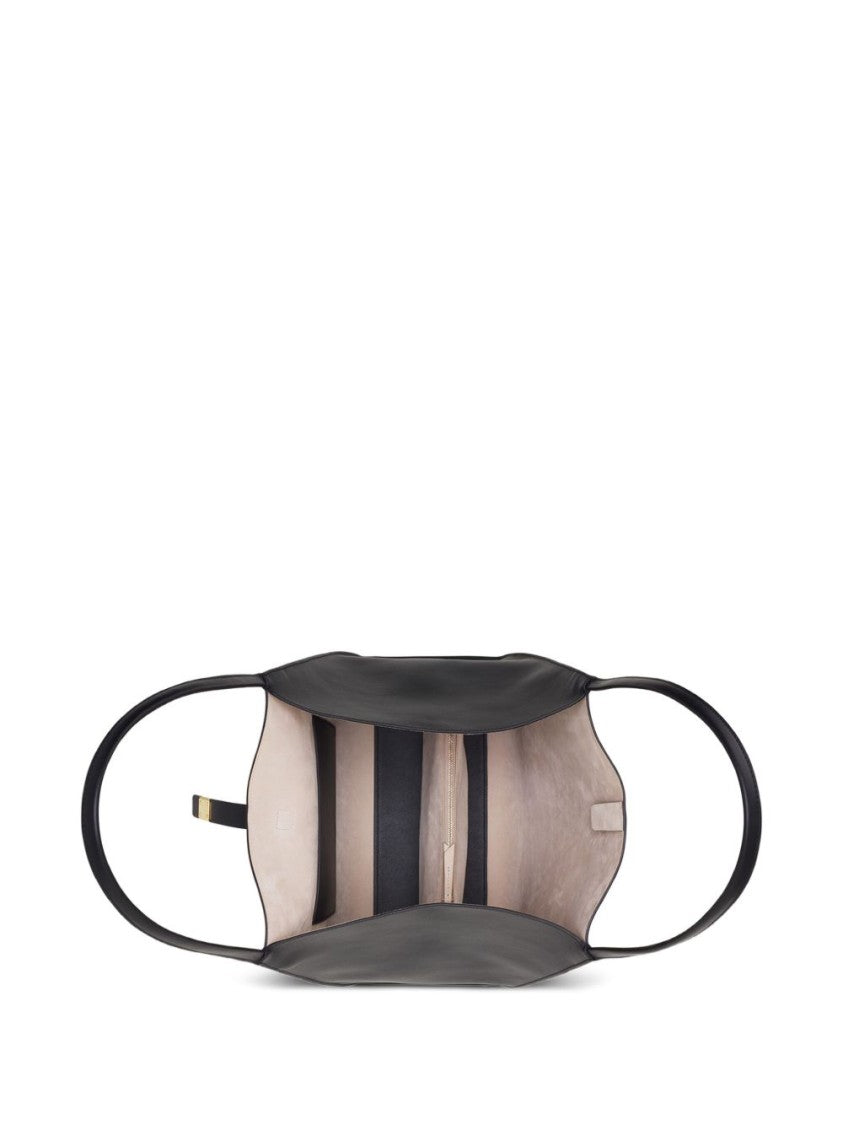 Lanvin Black Structured Leather Subtle Gold Bag
