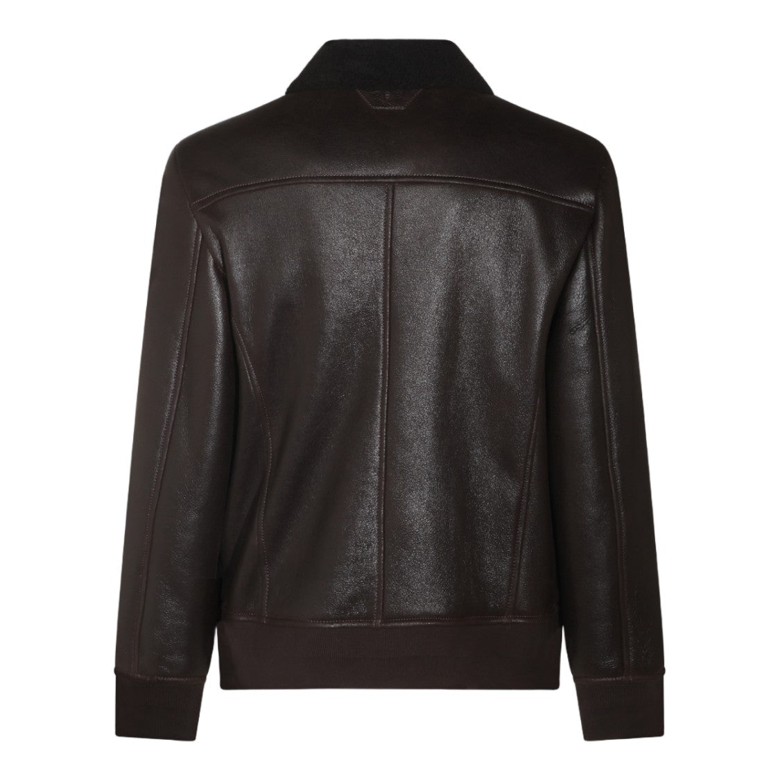 Salvatore Santoro Brown Leather Ribbed Cuff Jacket
