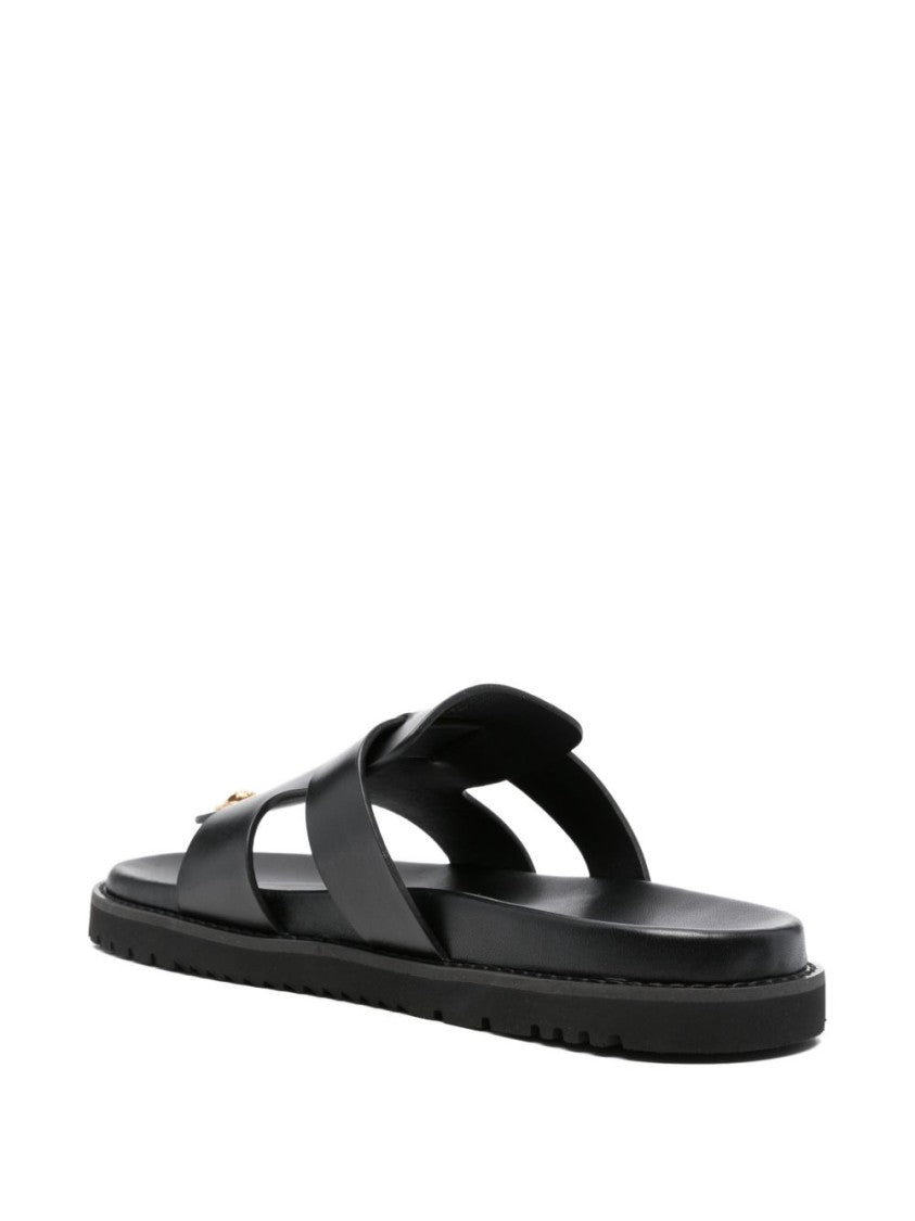 Versace Black Silk And Nylon Strappy Sandals