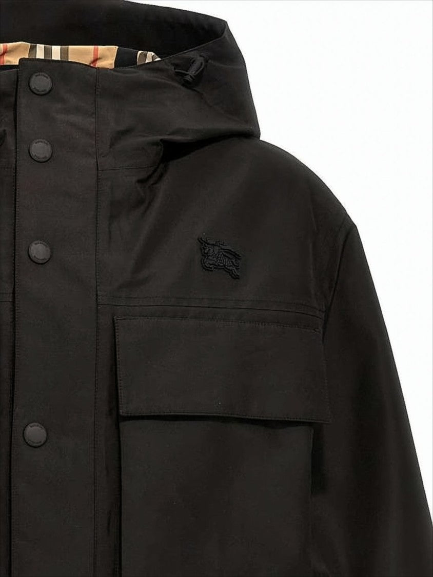 Burberry Matte Black Casual Jacket With Hood