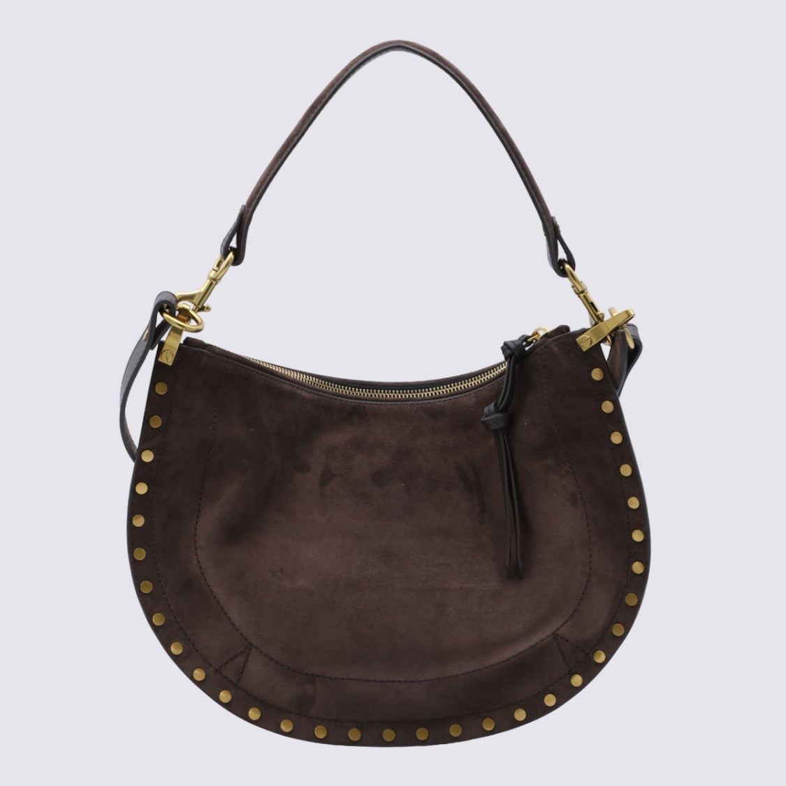 Isabel Marant Crescent-Shaped Suede Bag With Gold Accents