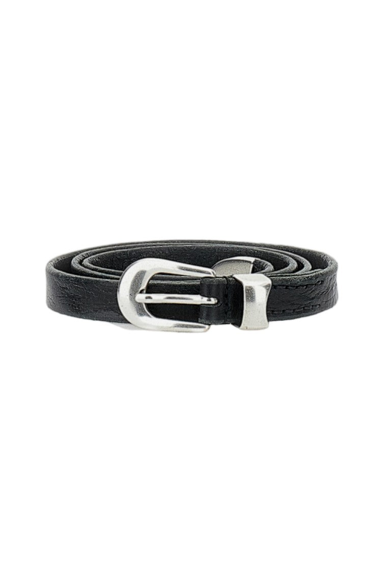 Our Legacy Silver Leather Buckle Belt