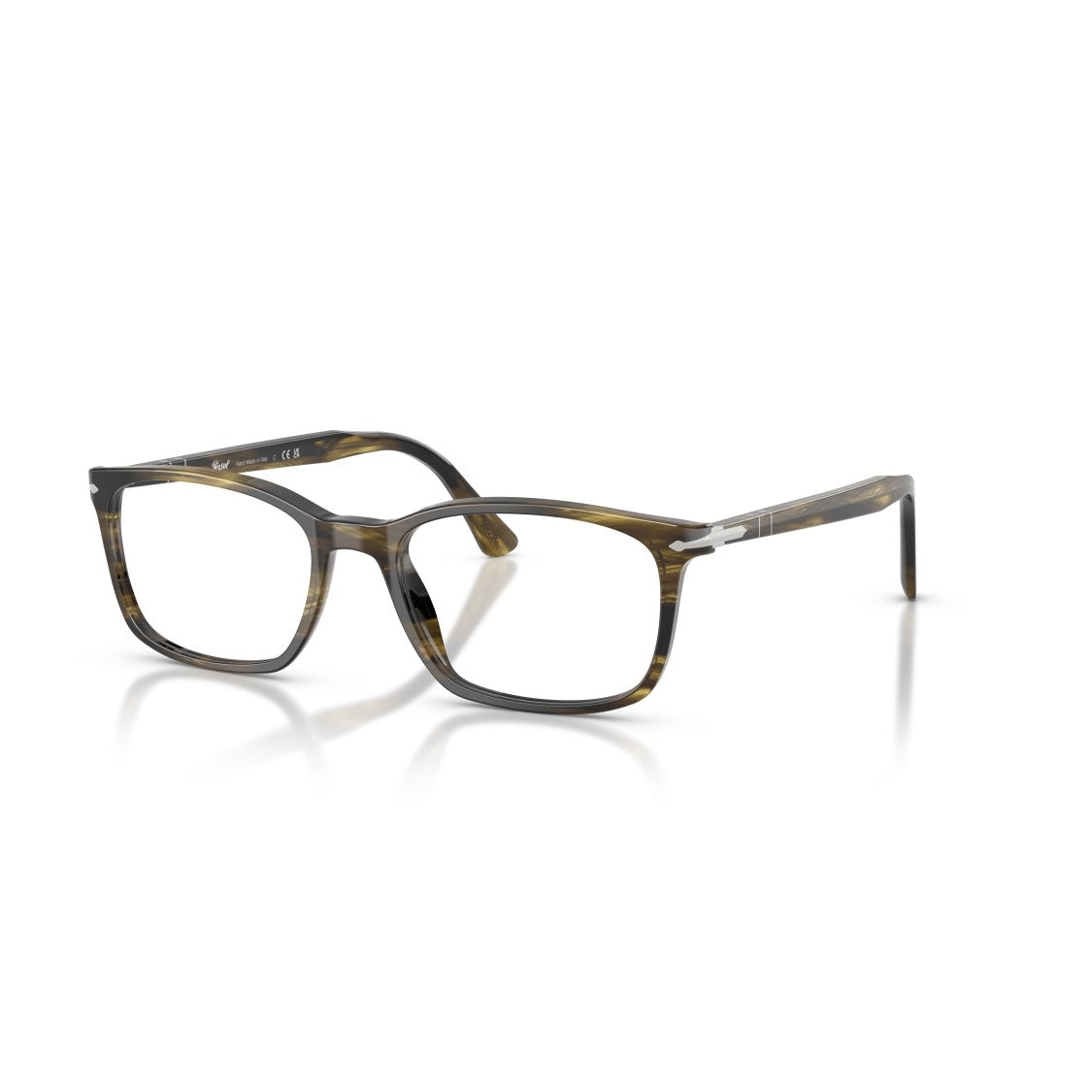 Persol 0Po3189v Rectangular Tortoiseshell Eyeglasses With Silver Accent