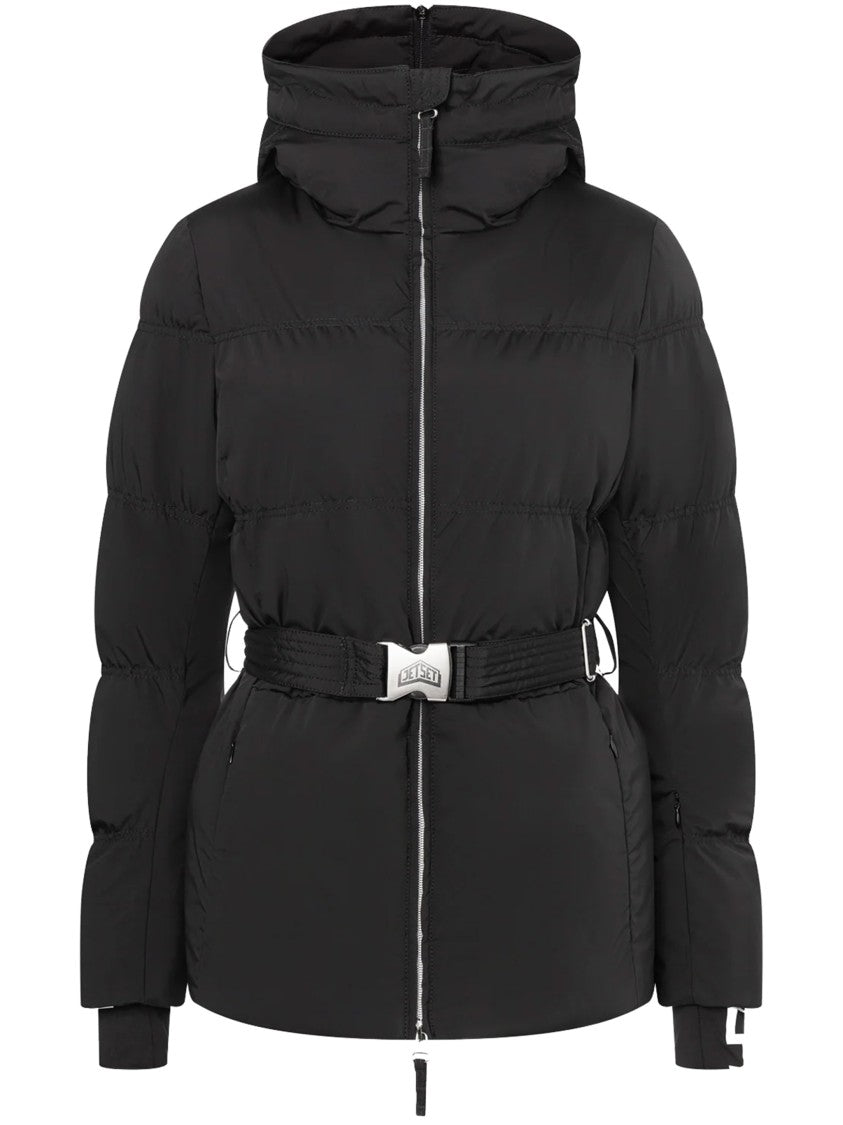Jet Set Black Chamonix Belted Quilted Jacket