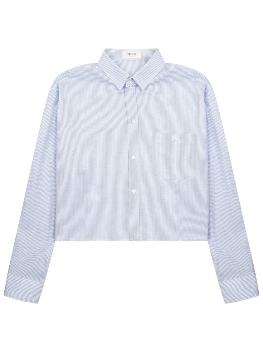 Celine Blue Cropped Cotton Shirt