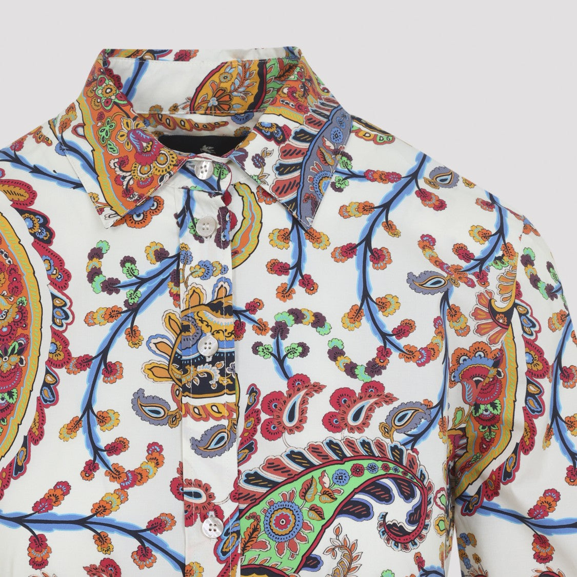 Etro Belted White Cotton Midi Dress