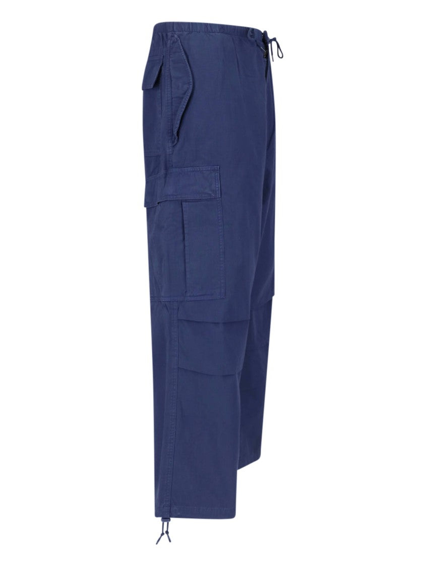 Polo Ralph Lauren Navy Blue Wide-Leg Cotton Cargo Trousers