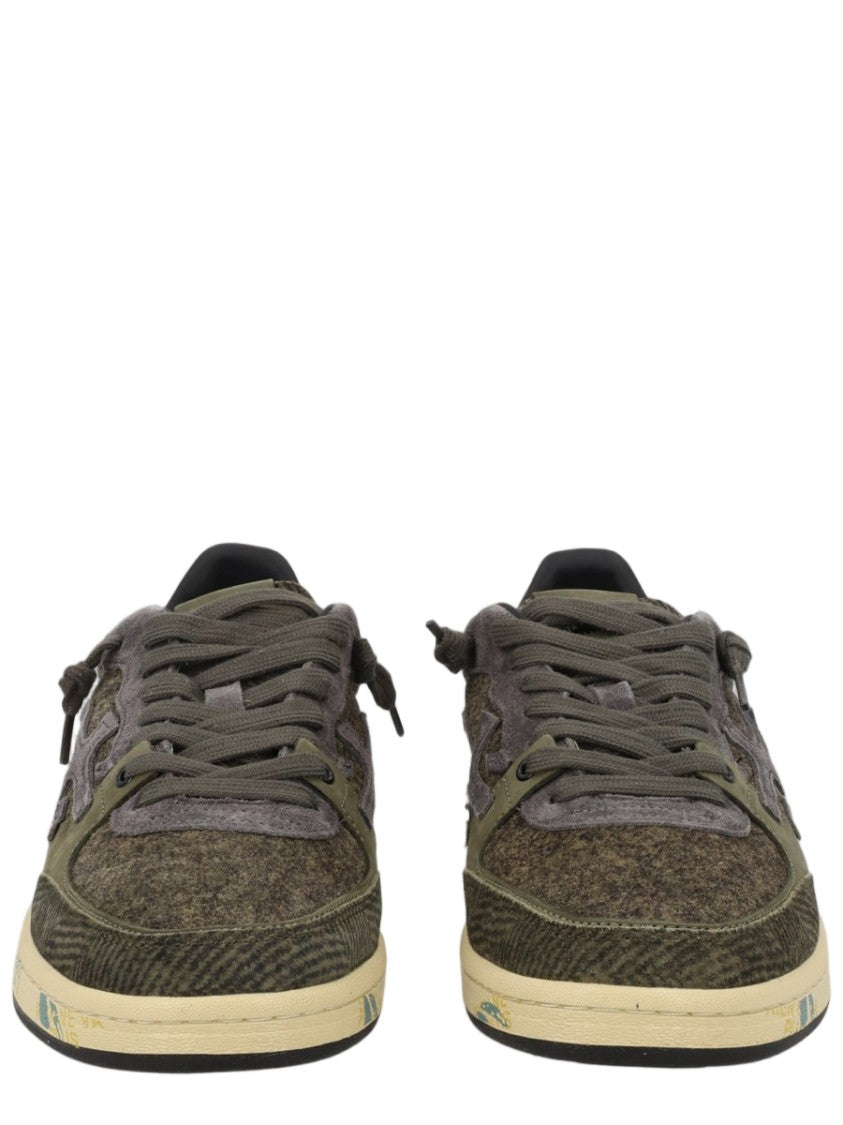 Premiata Brown Textured Vintage Sole Sneakers