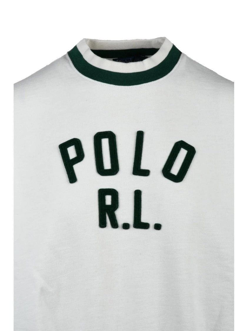 Polo Ralph Lauren Crewneck Sweatshirt With Contrasting Stripes And Raised Logo
