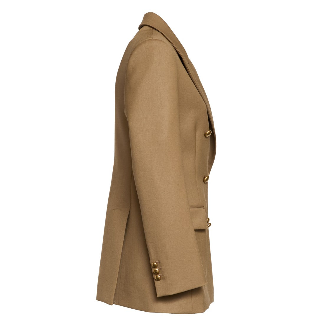 Parosh Camel Double-Breasted Notched Lapel Blazer