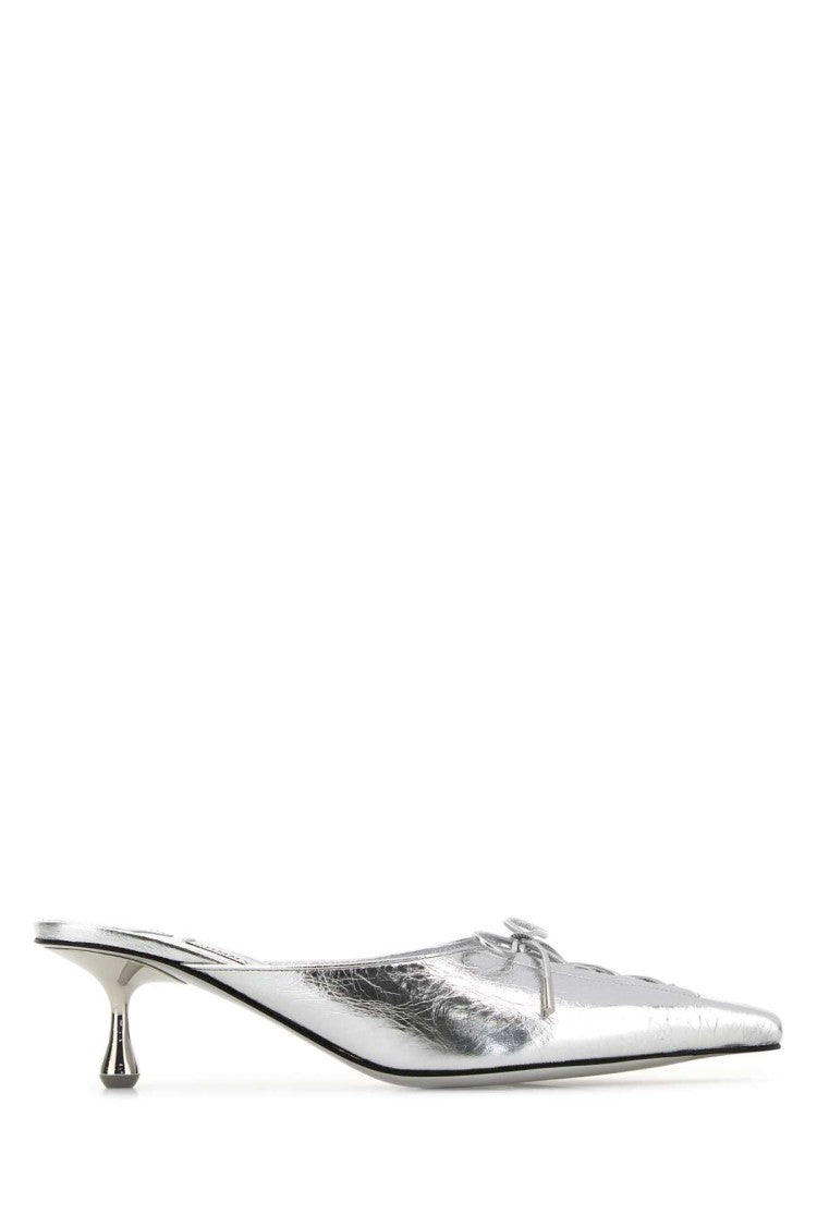 Jimmy Choo Silver Leather Scarlett Mules