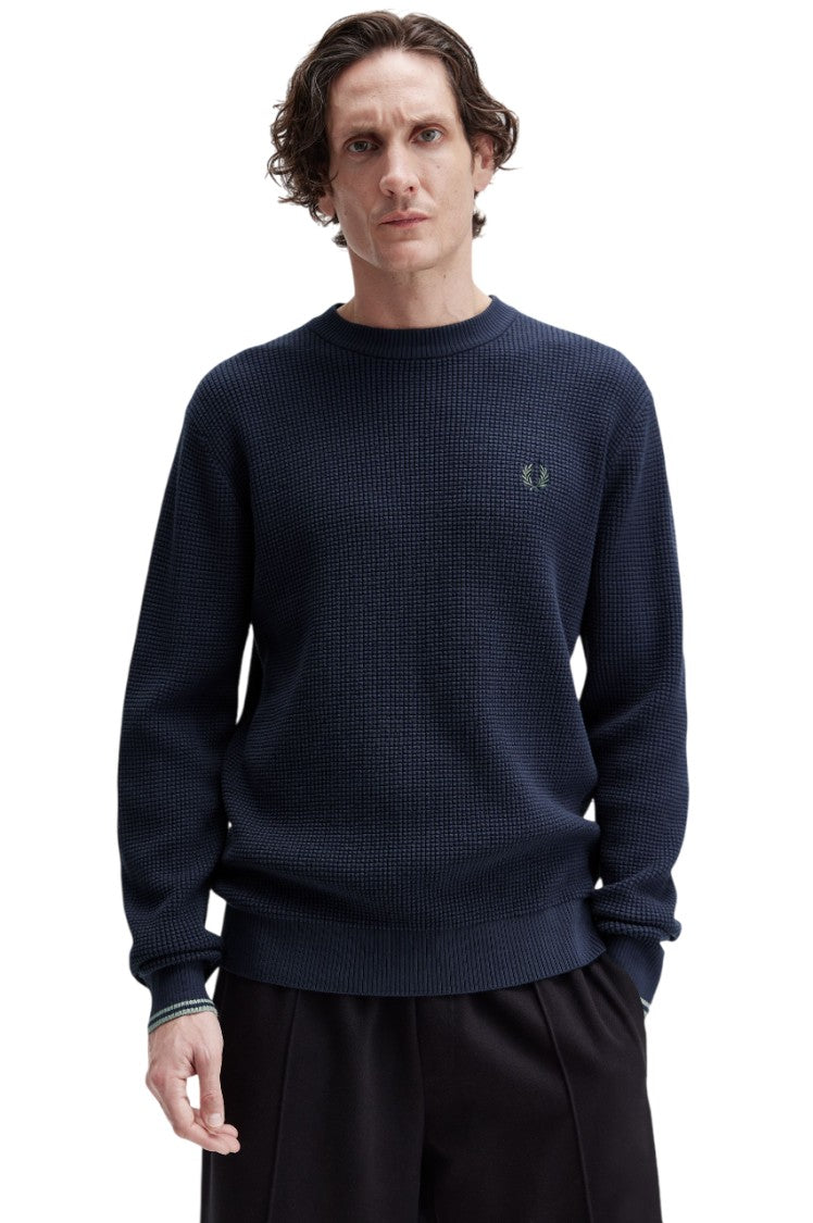 Fred Perry Textured Knit Sweater With Crew Neck