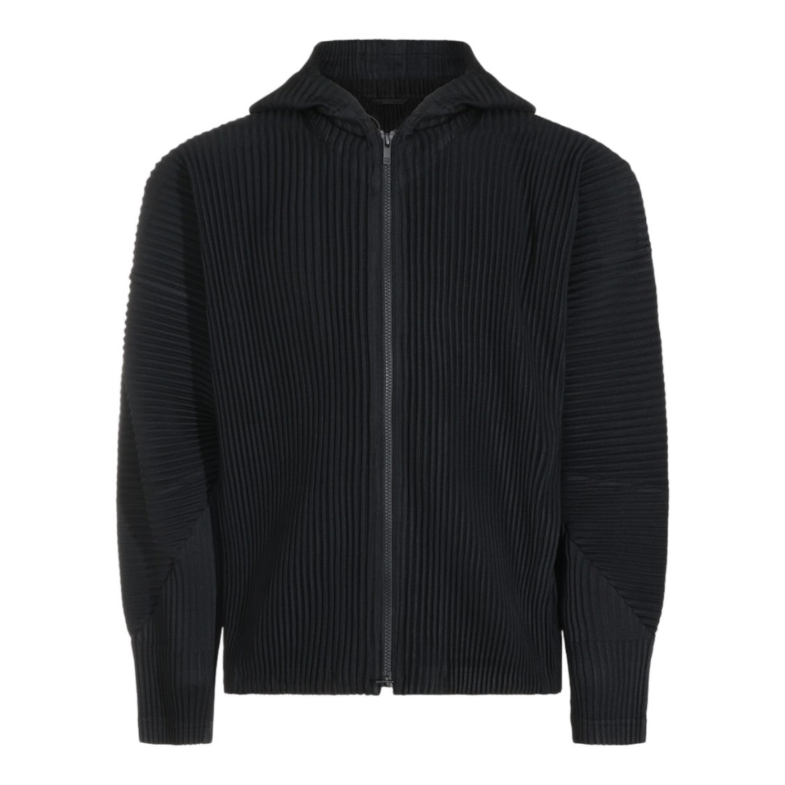 Homme Plissé Issey Miyake Pleated Textured Hoodie With Adjustable Drawstring Hem