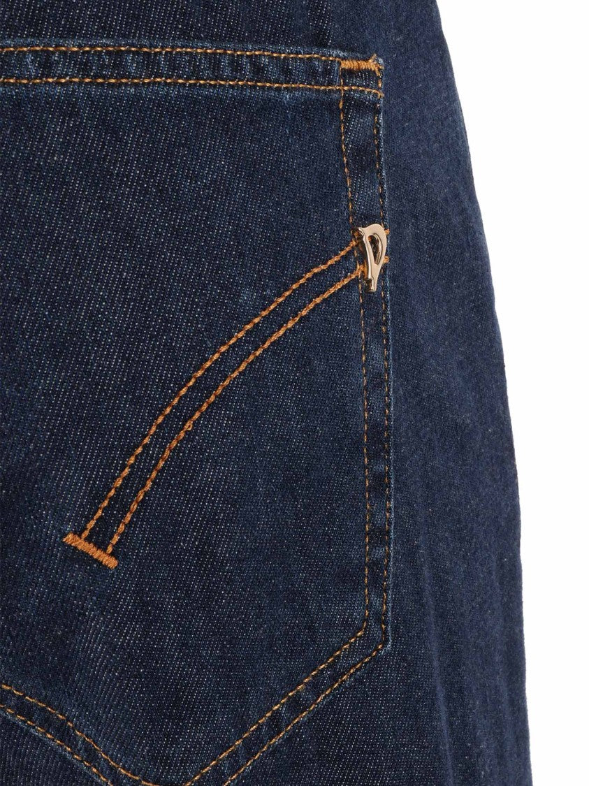 Dondup Straight Leg Contrast Stitch Jeans