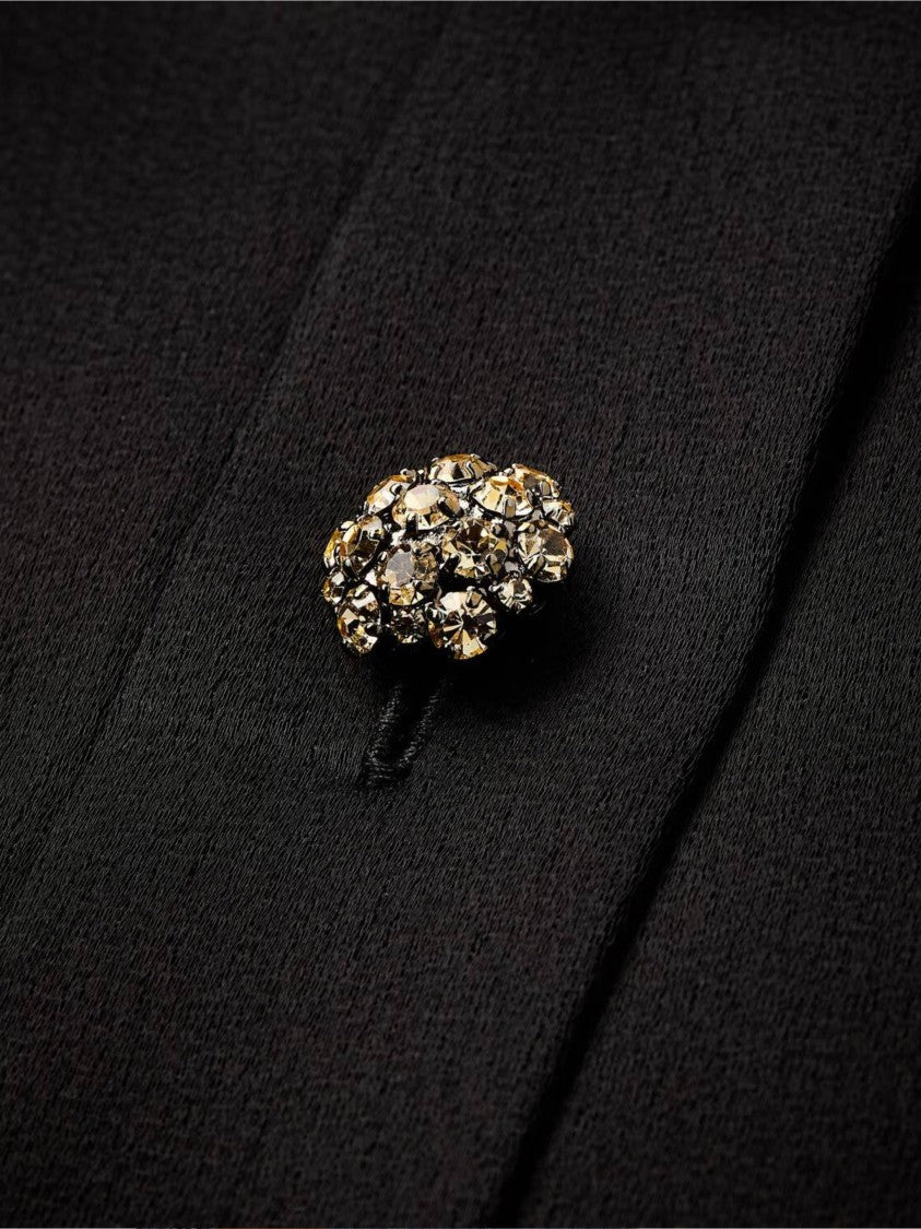 Saint Laurent Sleeveless Black Jewel-Button Mini Dress