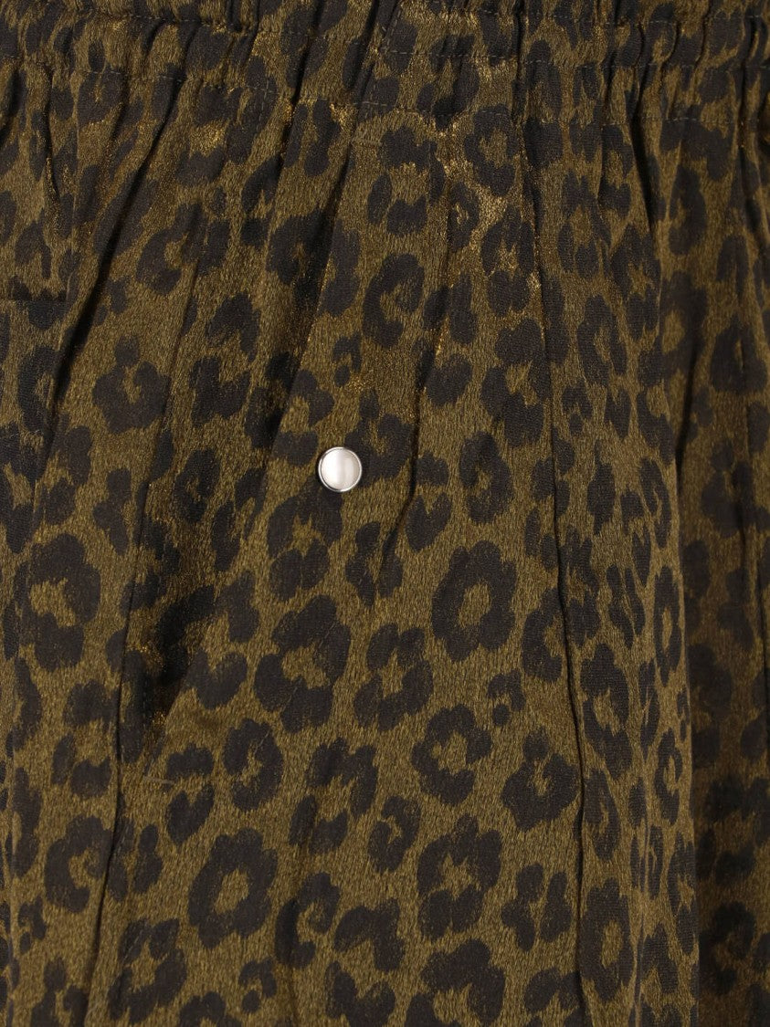 Needles Brown Animal Print Drawstring Cotton Shorts
