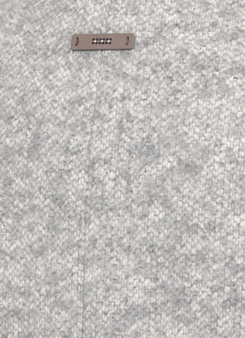 Peserico Grey Sequin Zip-Through Down Jacket