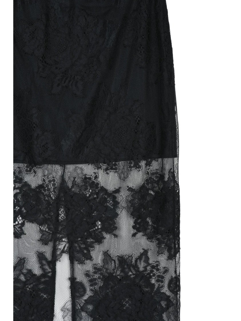 Aniye By Lace Midi Skirt With Scalloped Hem And Sheer Overlay