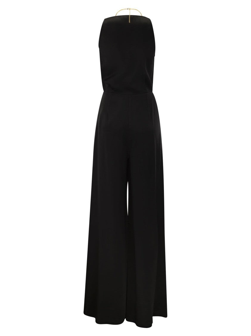 Elisabetta Franchi Fluid Crepe Jumpsuit With Bra Accessory