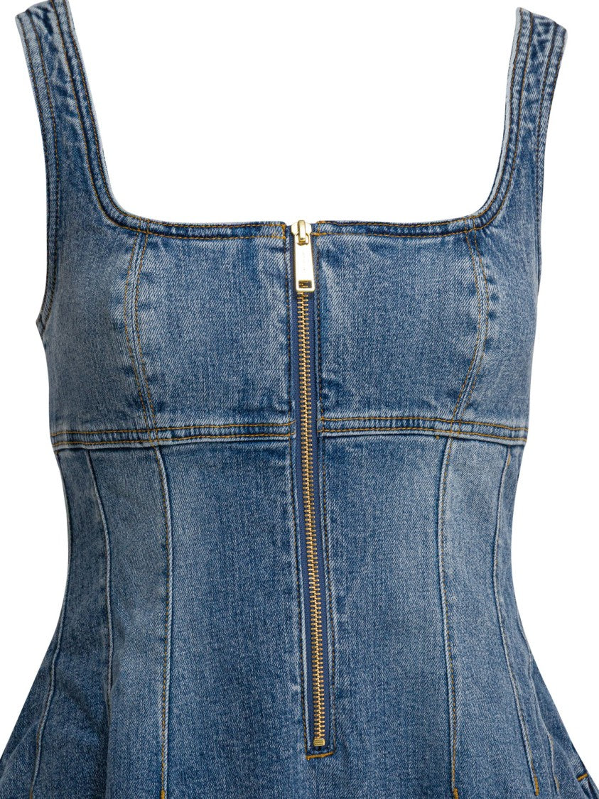 Self-Portrait Denim Flared Dress