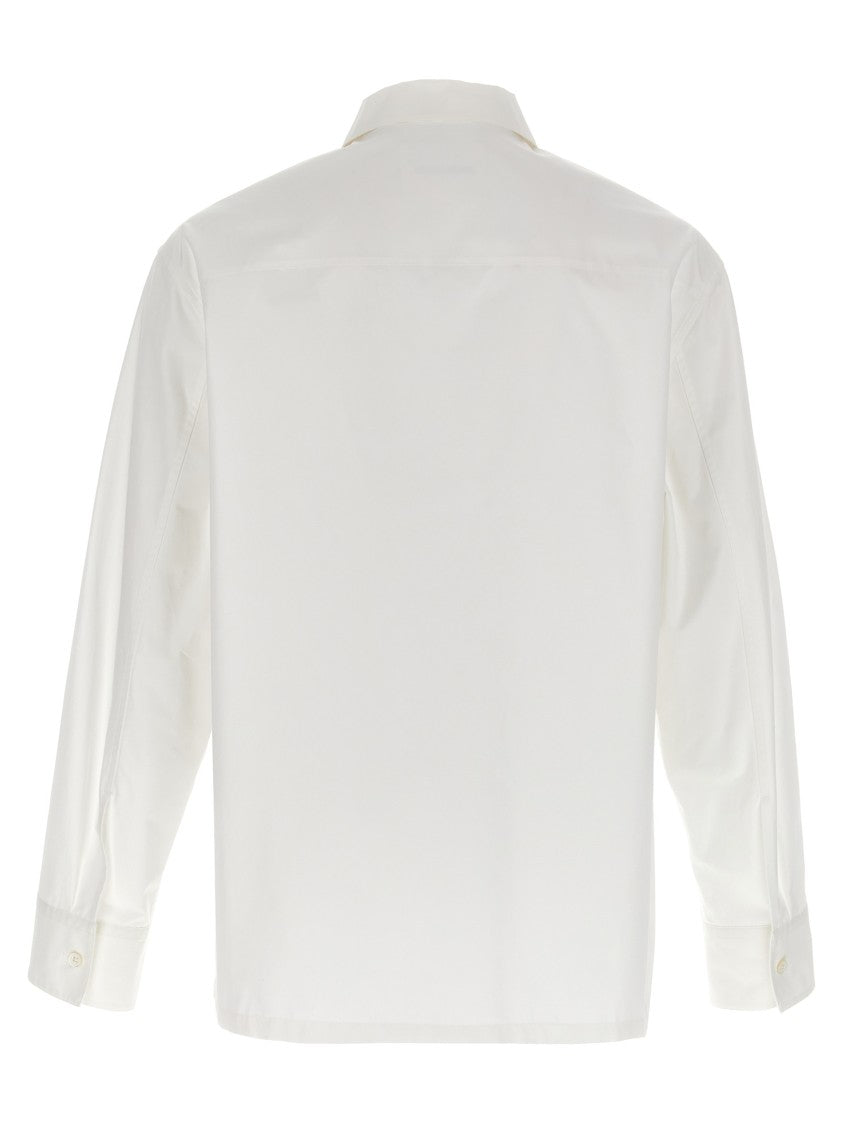 Jil Sander Cotton Gabardine Zip Shirt With Dropped Shoulders And Cuffs