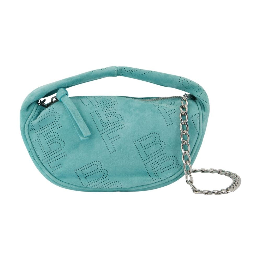 By Far Sky Blue Leather Mini Curved Rectangular Bag