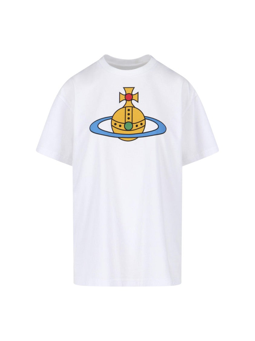 Vivienne Westwood White Orb Crew Neck Cotton T-Shirt