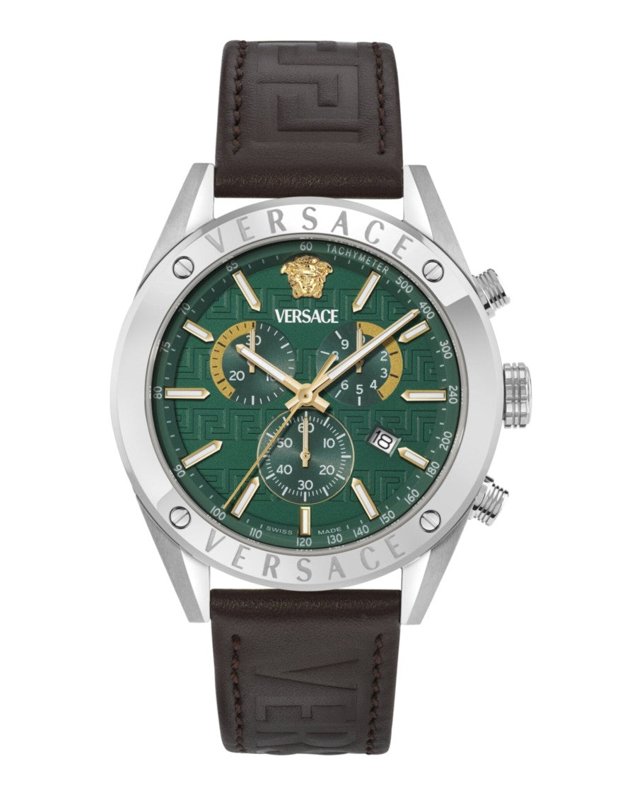 Versace Athletic Chrono Leather Strap