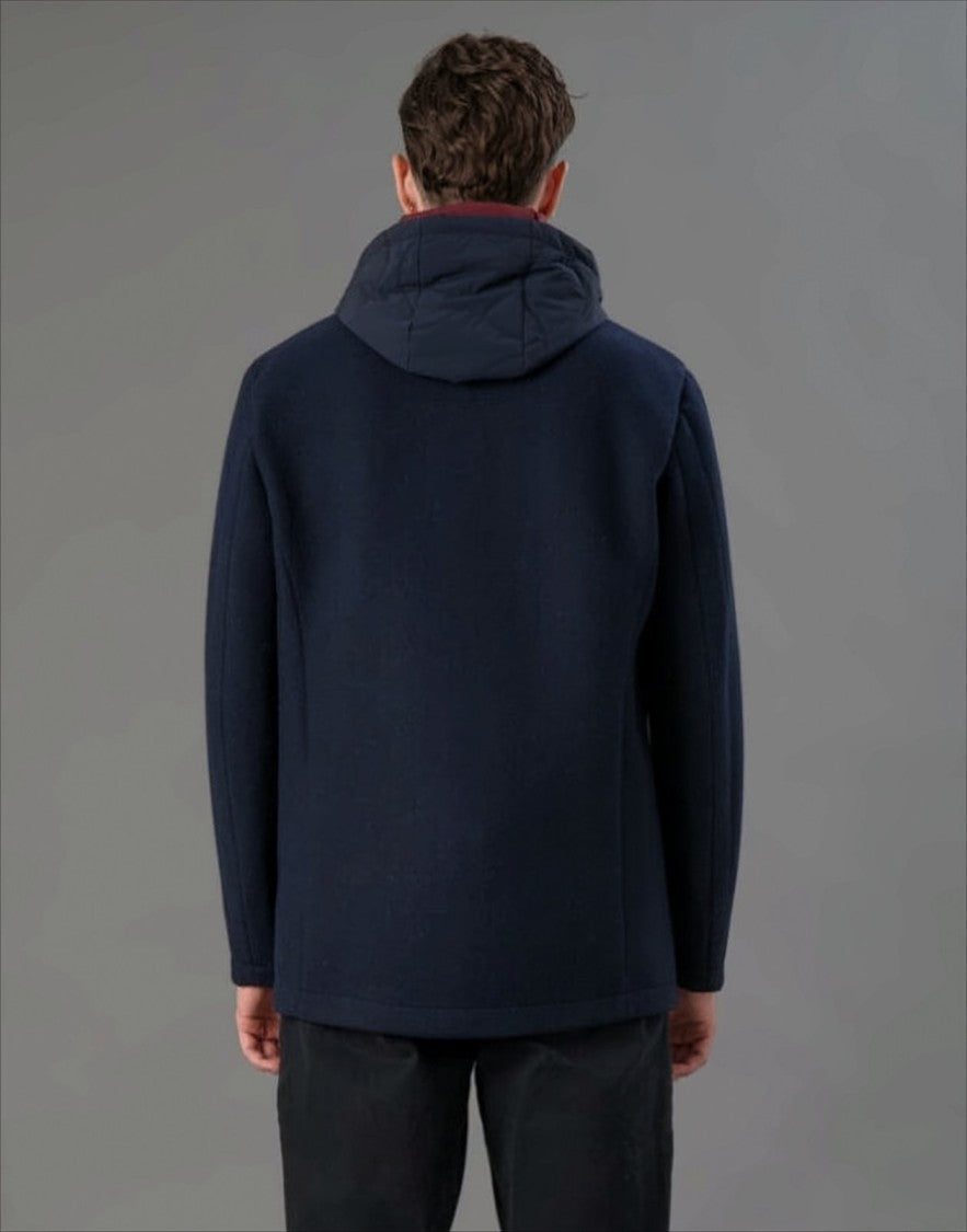 Rihunik Double-Breasted Blue Coat With Detachable Hood
