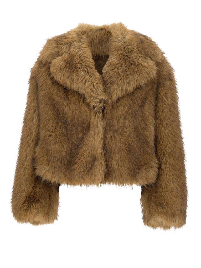 Stand Studio Cropped Brown Faux Fur Samara Jacket