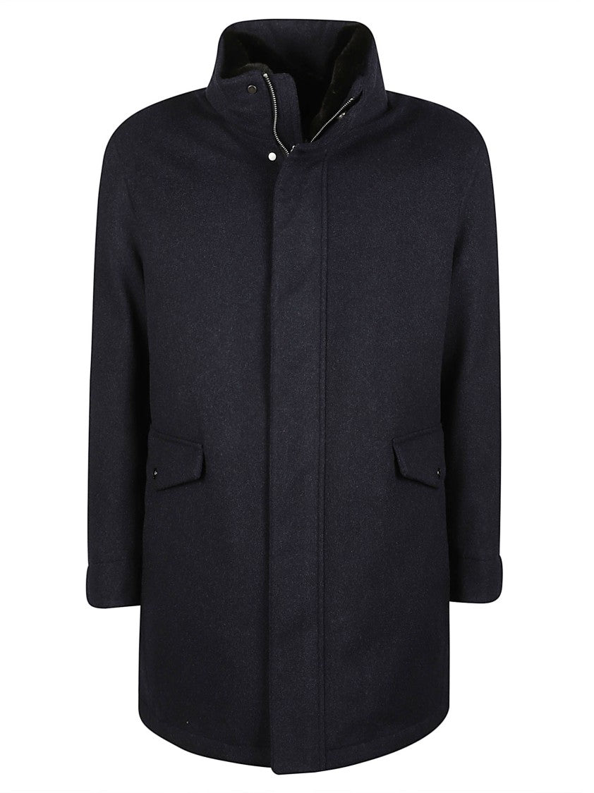 Montecore Black High Collar Virgin Wool Down Coat