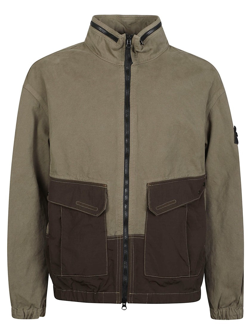 Stone Island Overshirt Two-Tone Cotton Stand Collar Jacket