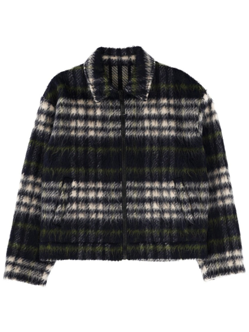 Msgm Plaid Pile Zip-Up Jacket