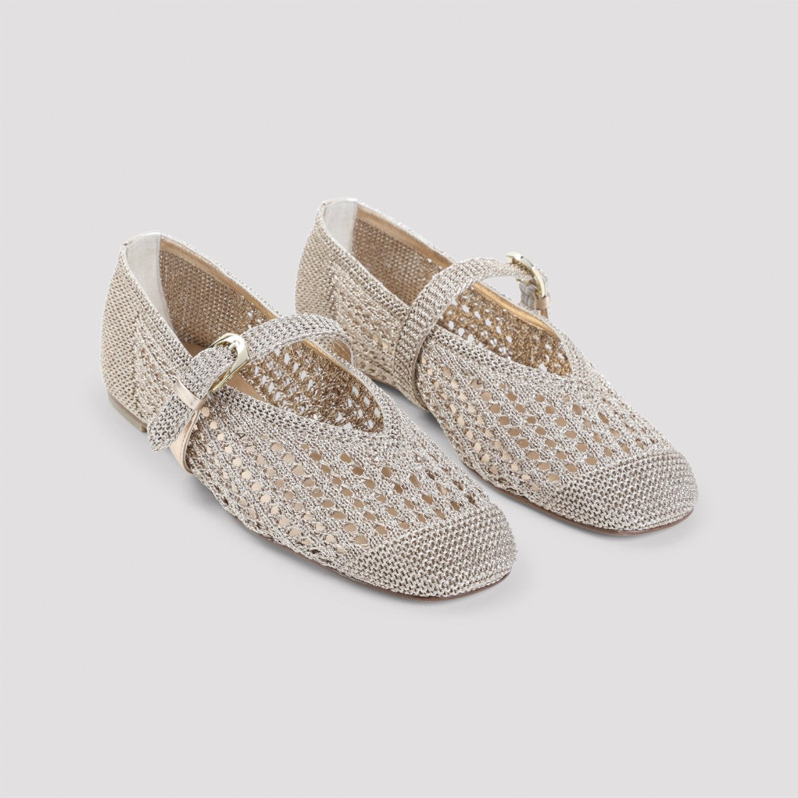 Stuart Weitzman Metallic Mesh Ballerinas With Woven Texture