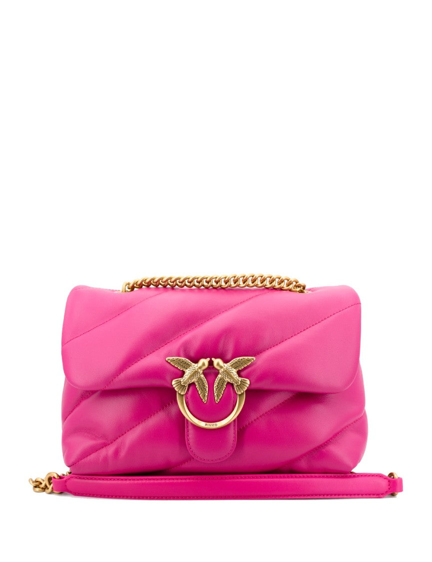 Pinko Pink Nappa Leather Antique Gold Handbag
